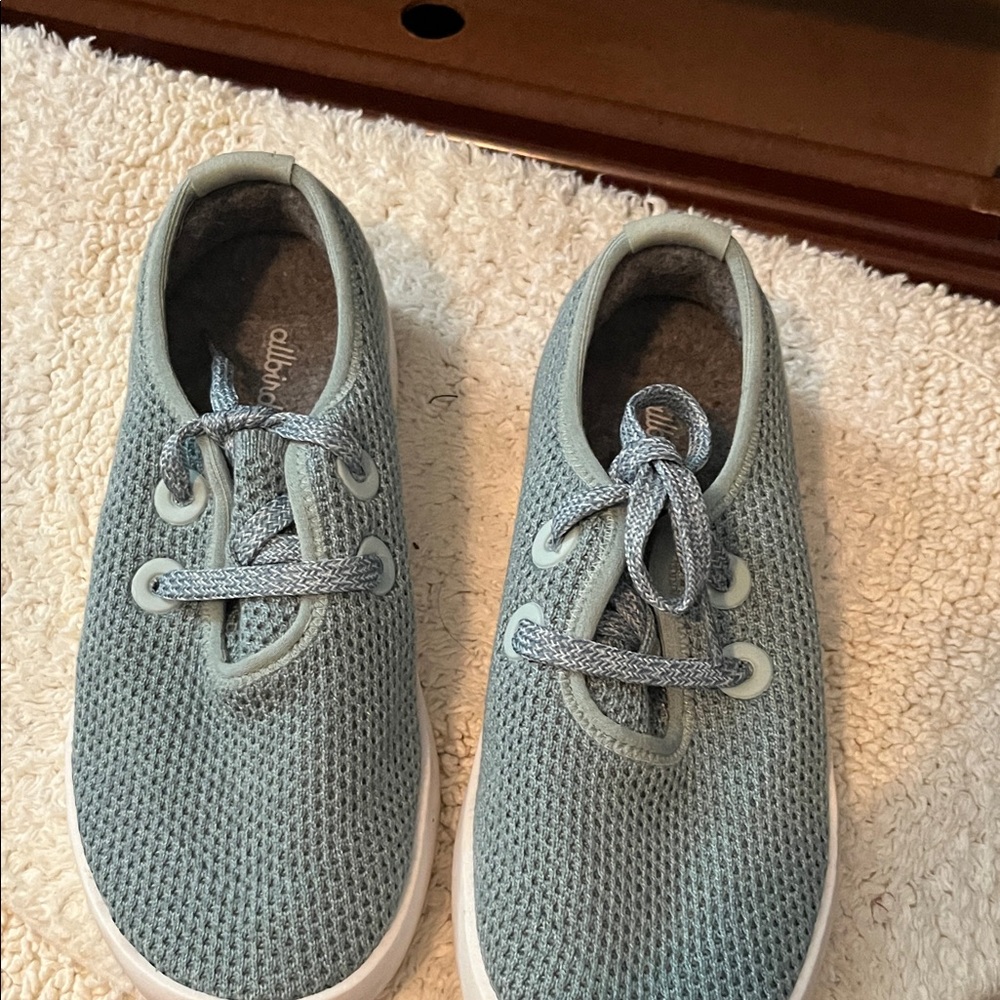 allbirds Kids Knit Sneakers — Light aqua/Gray green